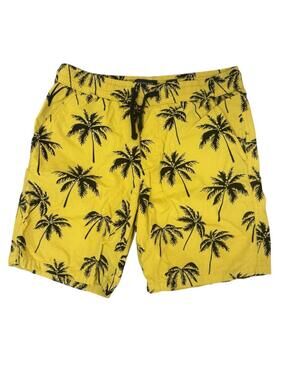 Cactus Man Ricky Singh Drawstring Shorts Mens Size Medium 32 Palm Trees Yellow